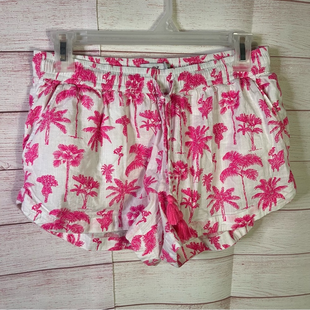 Vineyard Vines Pink White‎ Palm Trees Tropic Drawstring Shorts Size Small